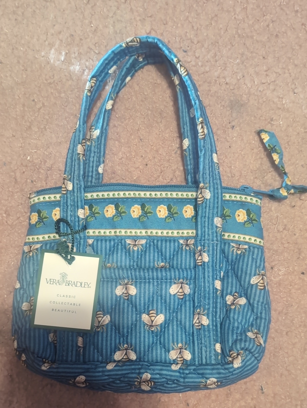 Vera Bradley Blue Floral & Bee Quilted Tote